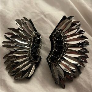torrid Silver and Black Beaded Wing Earrings